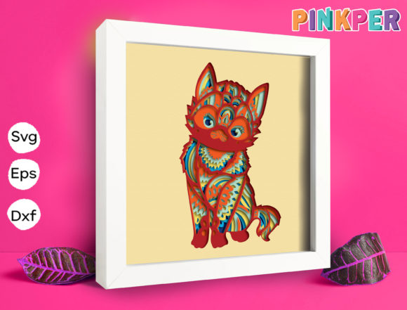 Cat Mandala 3D SVG for Shadow Boxes