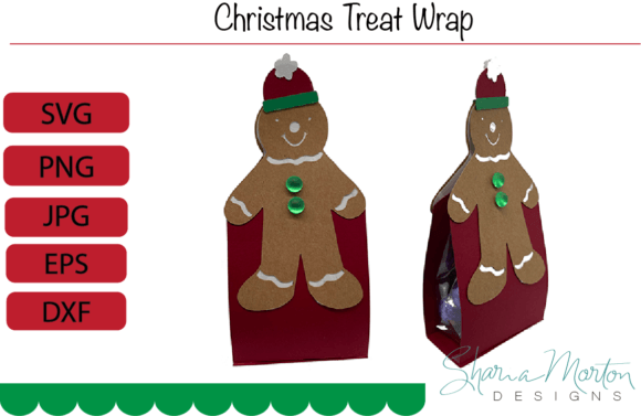 Christmas Goodie Bag Wrap Gingerbread 3D SVG