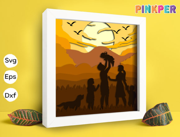 Family Pose at Sunset 3d Shadow Box Review