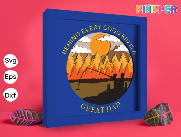 Fishing Dad Papercut Light Box: 3D SVG & Shadow Boxes