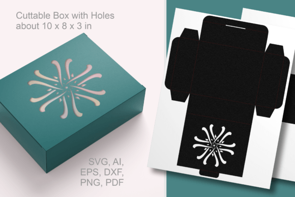 Flourish Snowflake Rectangular Gift Box 3D SVG