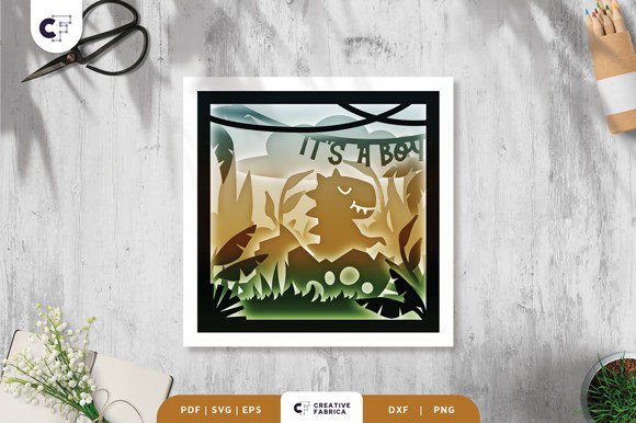 It's a Boy Baby Shower T-Rex Shadow Box 3D SVG Review