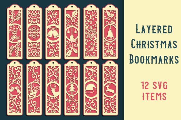 Layered Christmas Bookmarks 3D SVG Shapes
