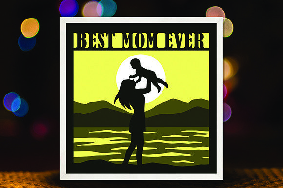 Mother and Baby on the Beach: 3D SVG for Shadow Boxes