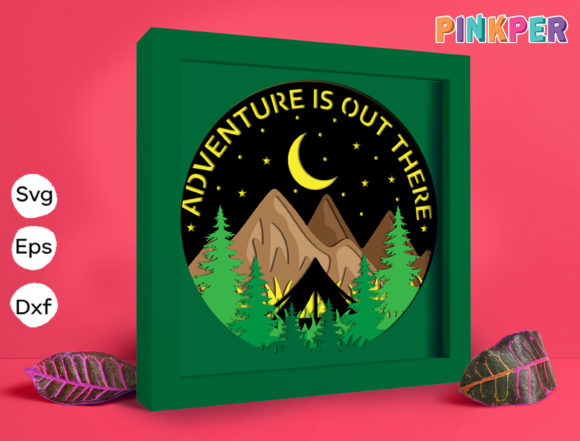 Mountain Camping Papercut Light Box 3D SVG for Shadow Boxes