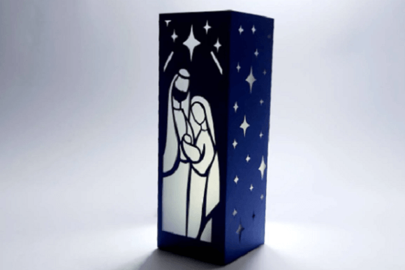Nativity Scene Lantern: 3D SVG for Christmas Branding