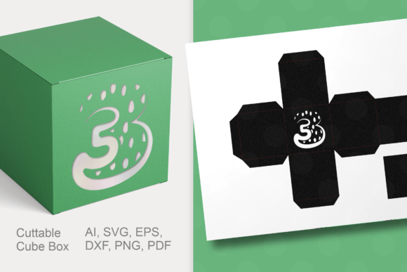 Number 3 Cube Favor Box Template SVG Review