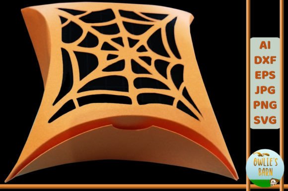 Square Pillow Box - Spiderweb Cutout 3D SVG Gift Boxes