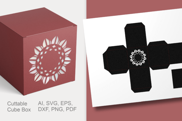 Sunflower Cube Favor Box SVG Template Review